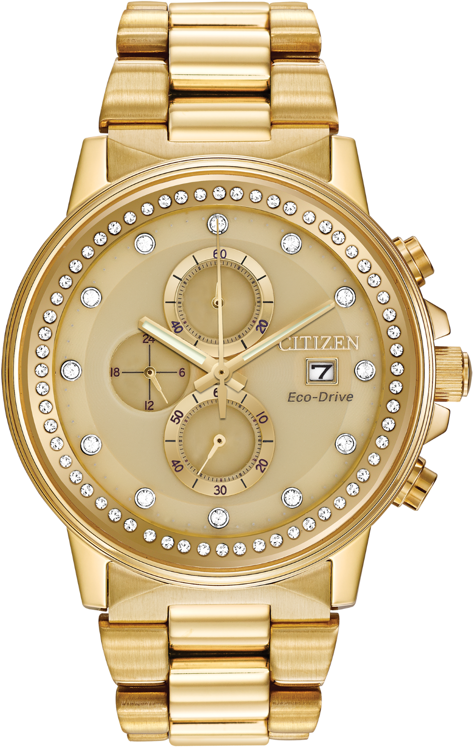 Chandler - Citizen Gold Watch With Diamonds (1000x1552), Png Download