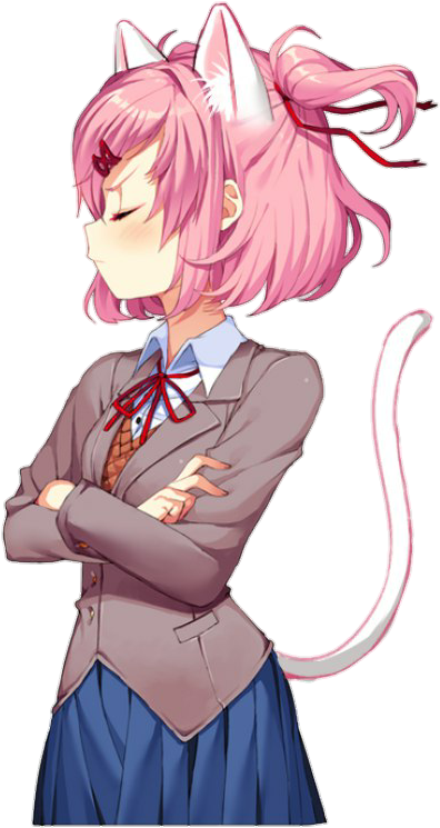 #ddlc #doki Doki Literature Club #yuri #monika #sayori - Doki Doki Literature Club Neko (414x755), Png Download