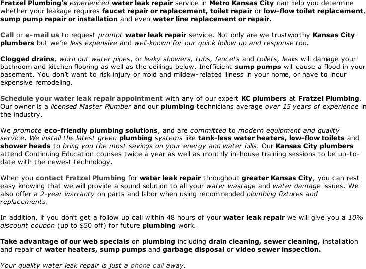 Water Leak Repair - Fratzel Plumbing (737x558), Png Download