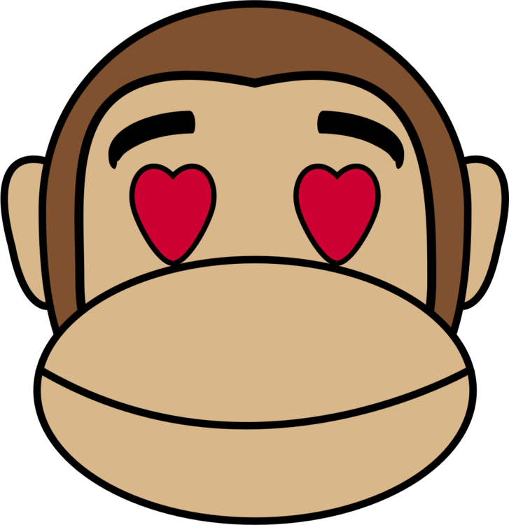 Love Monkey Gorilla Emotion Emoji - Monkey Emoji (727x750), Png Download