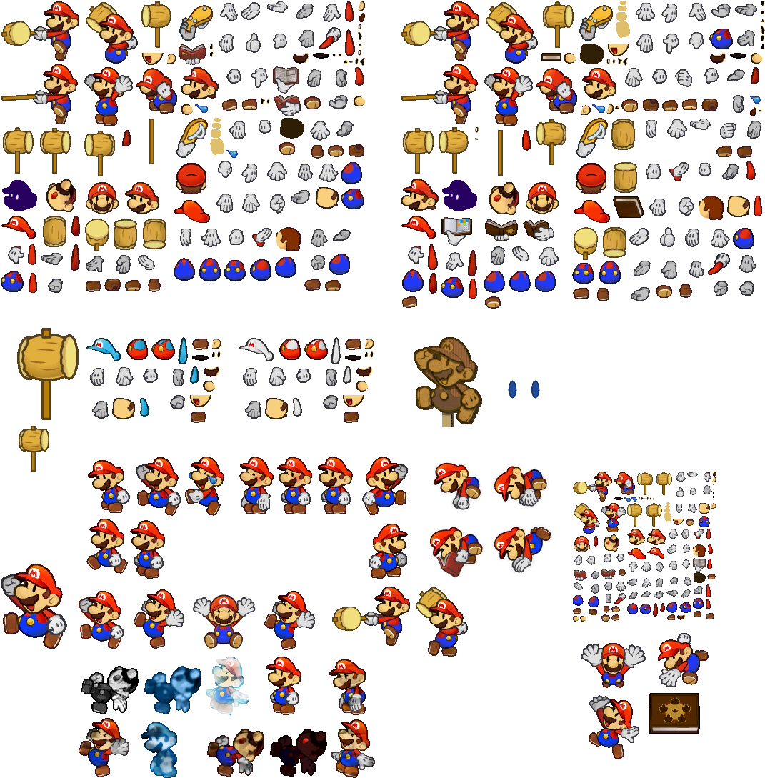 Click For Full Sized Image Mario - Paper Mario Mario Sprites (1090x1103), Png Download