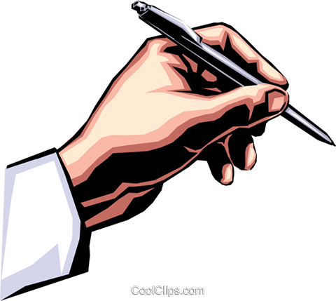 Hand Writing With Pen Royalty Free Vector Clip Art - Mao Com Caneta Png (480x429), Png Download