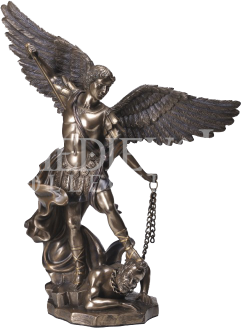Archangel Michael Conquers Evil Statue - St Michael With Demon (669x669), Png Download