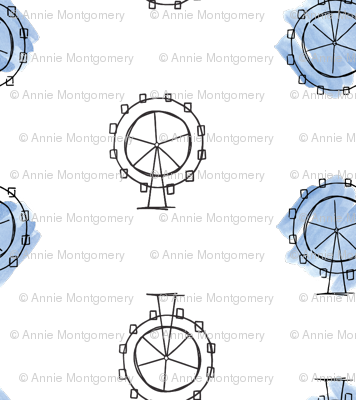 Ferris Wheels Watercolor Medium - Circle (356x400), Png Download