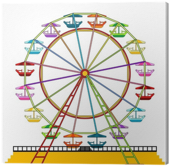 Colorful Ferris Wheel Isolated Over White Background - Coloring Pages Ferris Wheels (400x400), Png Download