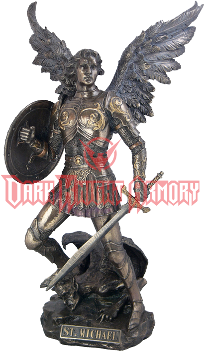 Angel Kneeling With Sword - Saint Michael Statue (733x733), Png Download