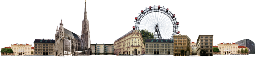 Vienna Skyline Skyline Tattoo, The Good Place, Vienna, - Wiener Riesenrad (827x190), Png Download