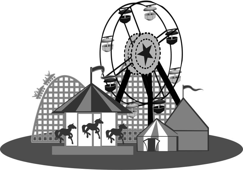 Carnival Clipart Carnival Themed - Amusement Park Clipart Black And White (800x562), Png Download