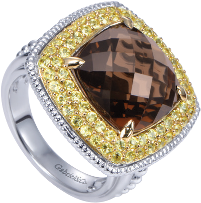 Ring Sil Smoke Qtz Yel Sapp - Pre-engagement Ring (475x475), Png Download
