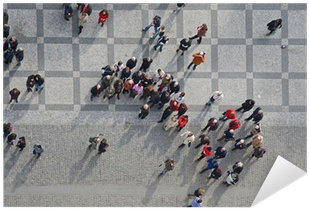 Crowd Of People In Center Of Town, Top View Sticker - Crowds City (400x400), Png Download