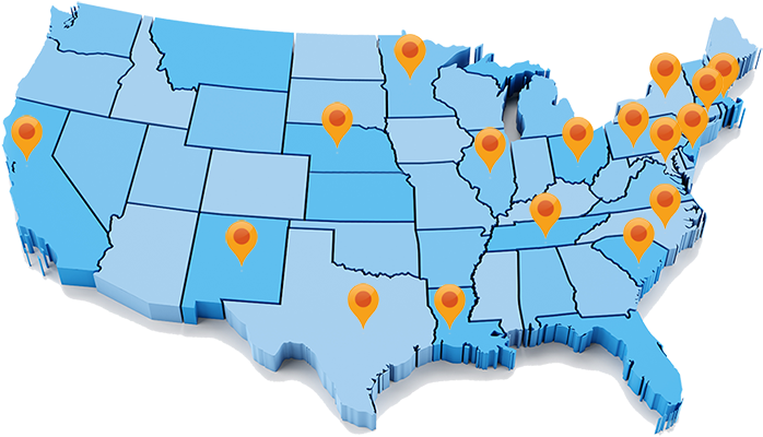 Pef Services Client Locations Map - Cicada Map United States (800x534), Png Download