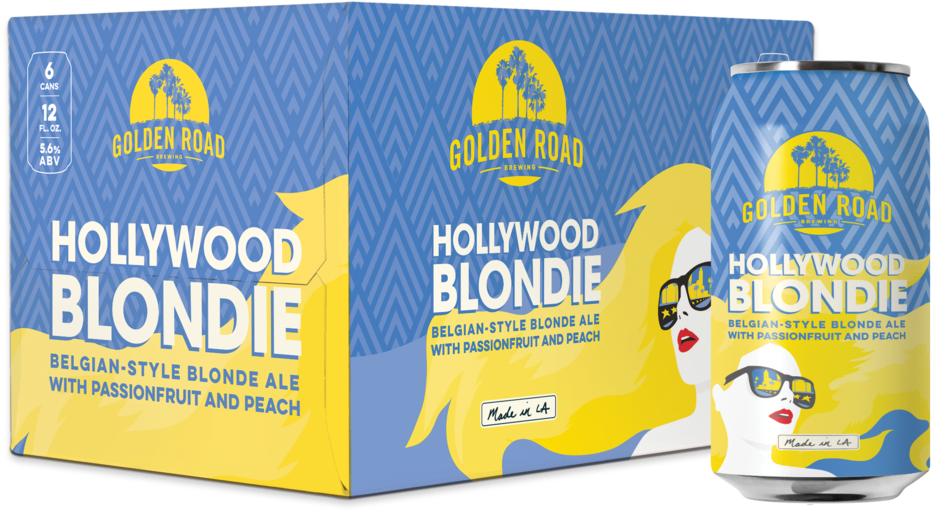 Hollywood Box Can - Golden Road Brewing Hollywood Blondie Beer 1 Fl. Oz. (1000x686), Png Download