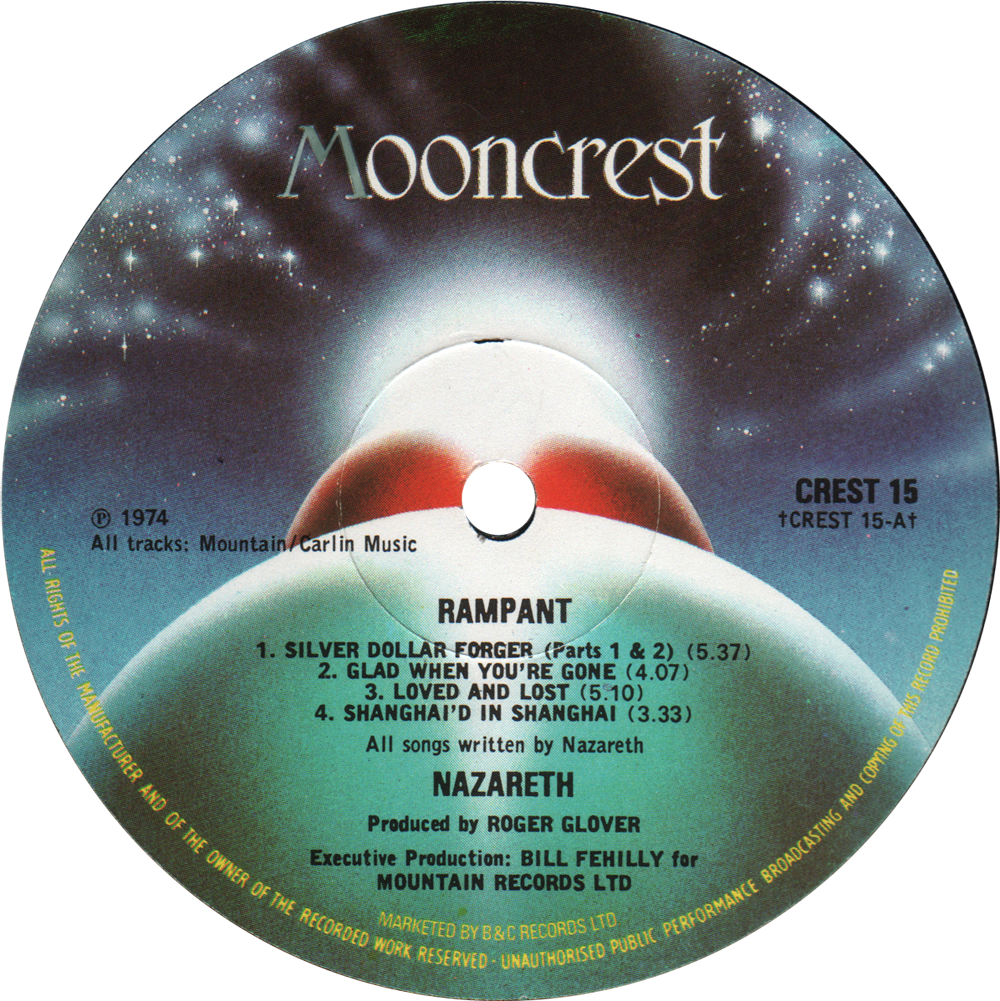 Crest 15 Label - Nazareth Bad Bad Boy 1973 Uk 7" Vinyl Moon9 (1000x1001), Png Download