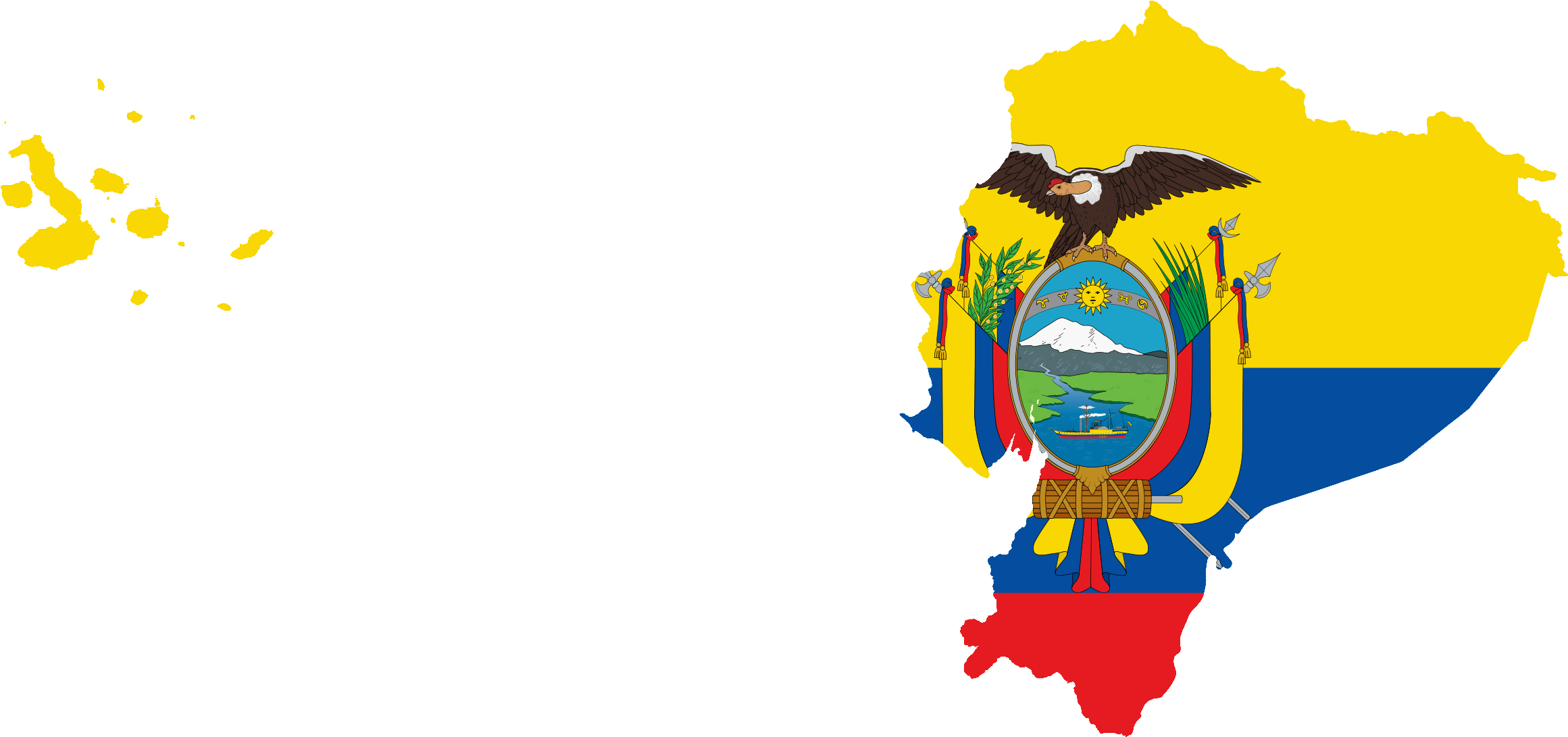 Flag Map Of Ecuador With Galapagos Islands - Galapagos Islands Map Png (2353x1094), Png Download