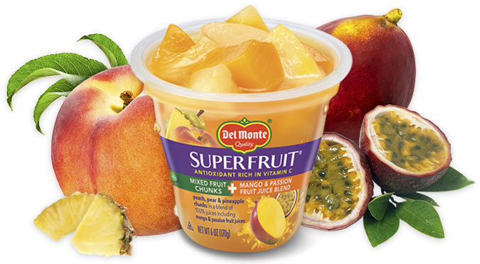 Del Monte Super Fruit Pear Chunks + Acai (1050x371), Png Download