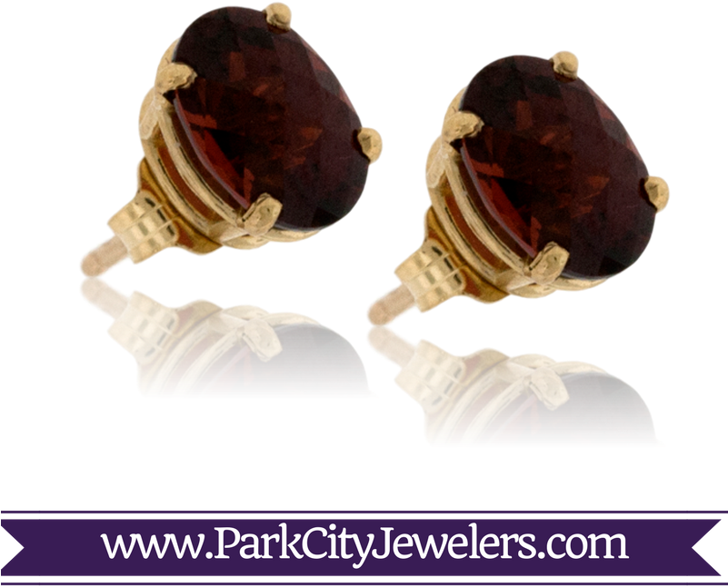 Oval Red Garnet Stud Earrings - Mocha Diamond And Diamond Stackable Band (800x800), Png Download