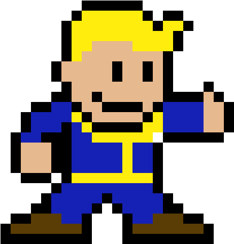 Download Png Black And White Library File Theosophicalseal - Fallout Vault Boy Pixel Art (640x640), Png Download