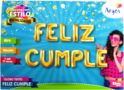 Globo Texto ''feliz Cumple '' 1 Un Argos - Argos (600x450), Png Download