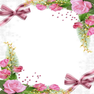Cadre Pink Rose Frame Roses Pink - Roses Frame (398x400), Png Download