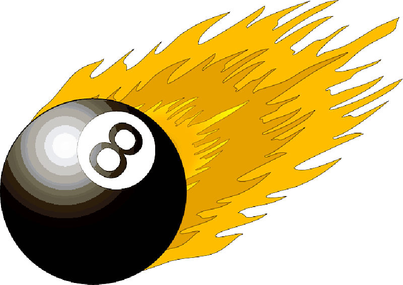 Black, Table, Fire, Cartoon, Ball, Flame, Free, Pool - Flames Clip Art (800x567), Png Download