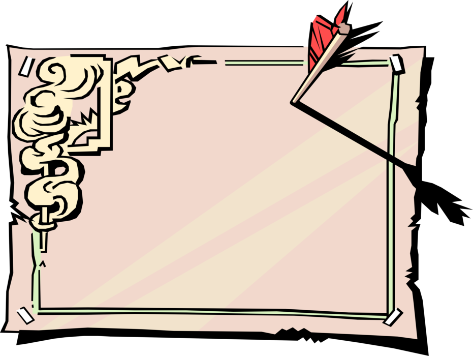 Vector Illustration Of Message Board With Archery Feathered (931x700), Png Download