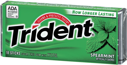 Spearmint Gum - Trident Chewing Gum Spearmint (500x260), Png Download