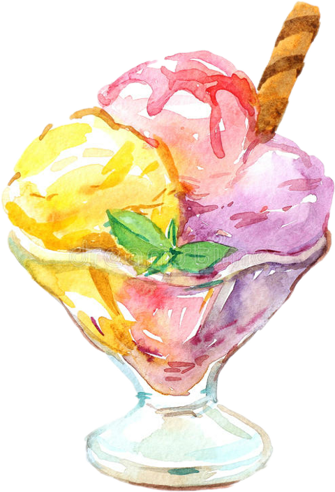 Watercolor Ice Cream Sundae (480x705), Png Download