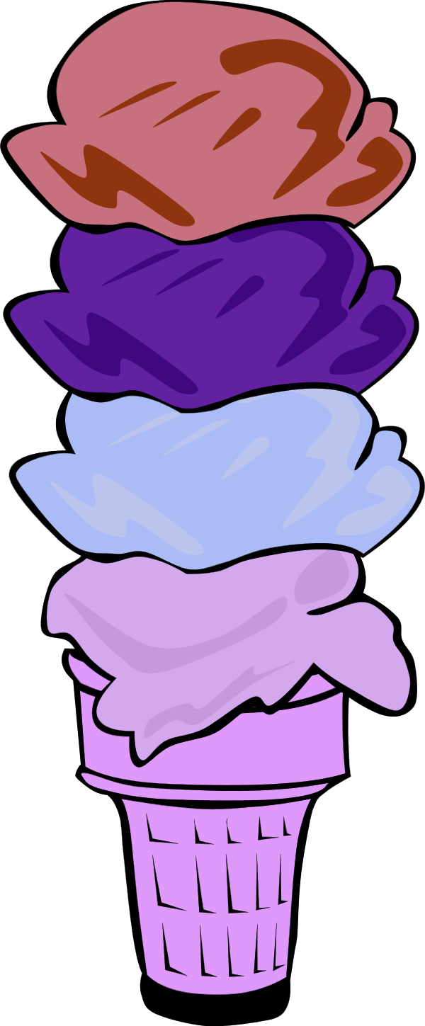 Violet Clipart Ice Cream - Ice Cream Cone Clip Art (600x1449), Png Download