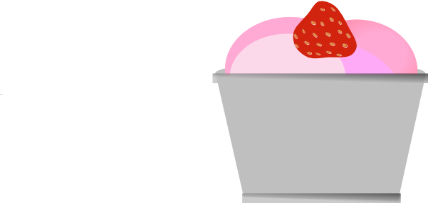 Strawberries And Ice Cream Clip Art - Ice Cream Cup Vector Png (600x330), Png Download