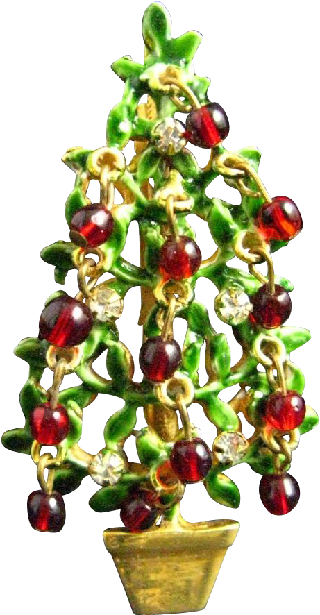 Original By Robert Red Glass Clear Rhinestone Topiary - Christmas Tree (885x885), Png Download