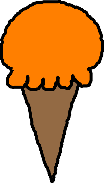 Orange Clipart Ice Cream Cone - Ice Cream Cones Orange (342x598), Png Download
