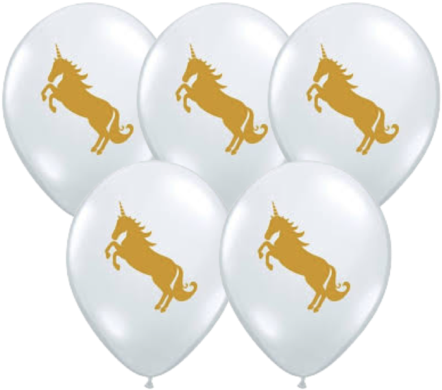 Clear Gold Unicorn Balloon - Unicorn - Diamond Clear Latex Balloons, Pack Of 50 (480x479), Png Download