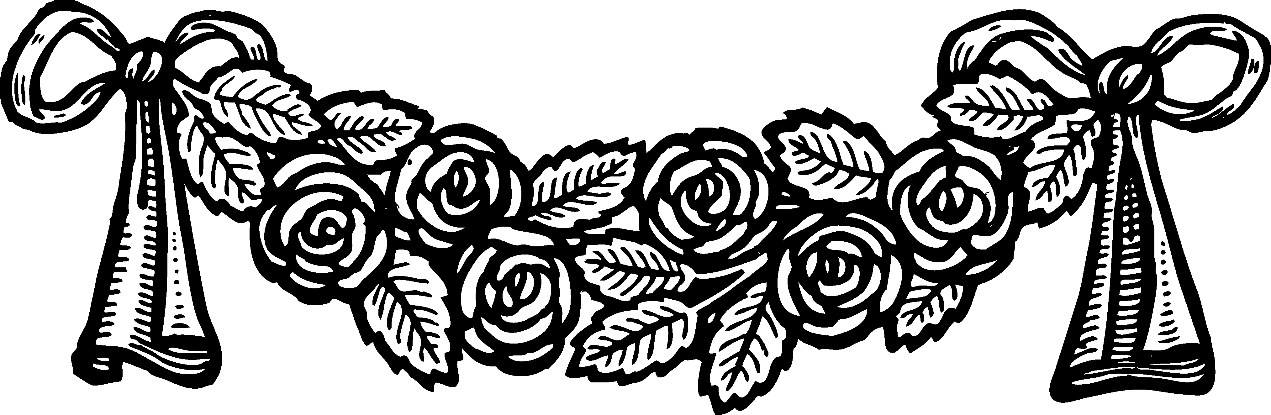 Banner Clip Vintage - Vintage Black And White Rose Clip Art (4054x1324), Png Download
