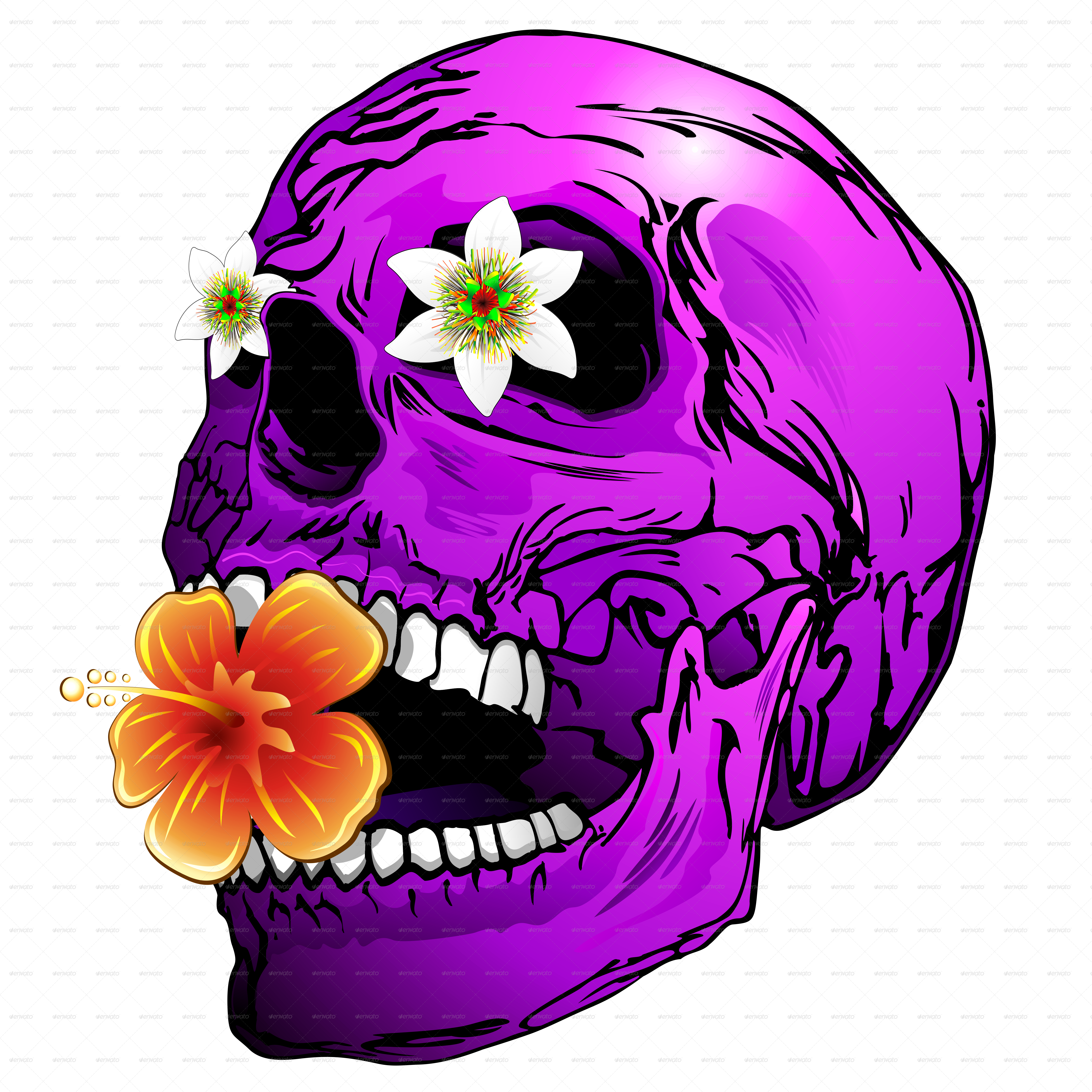 Banner Stock Psychedelic Vector Skull - Purple Skull Png (5000x5000), Png Download