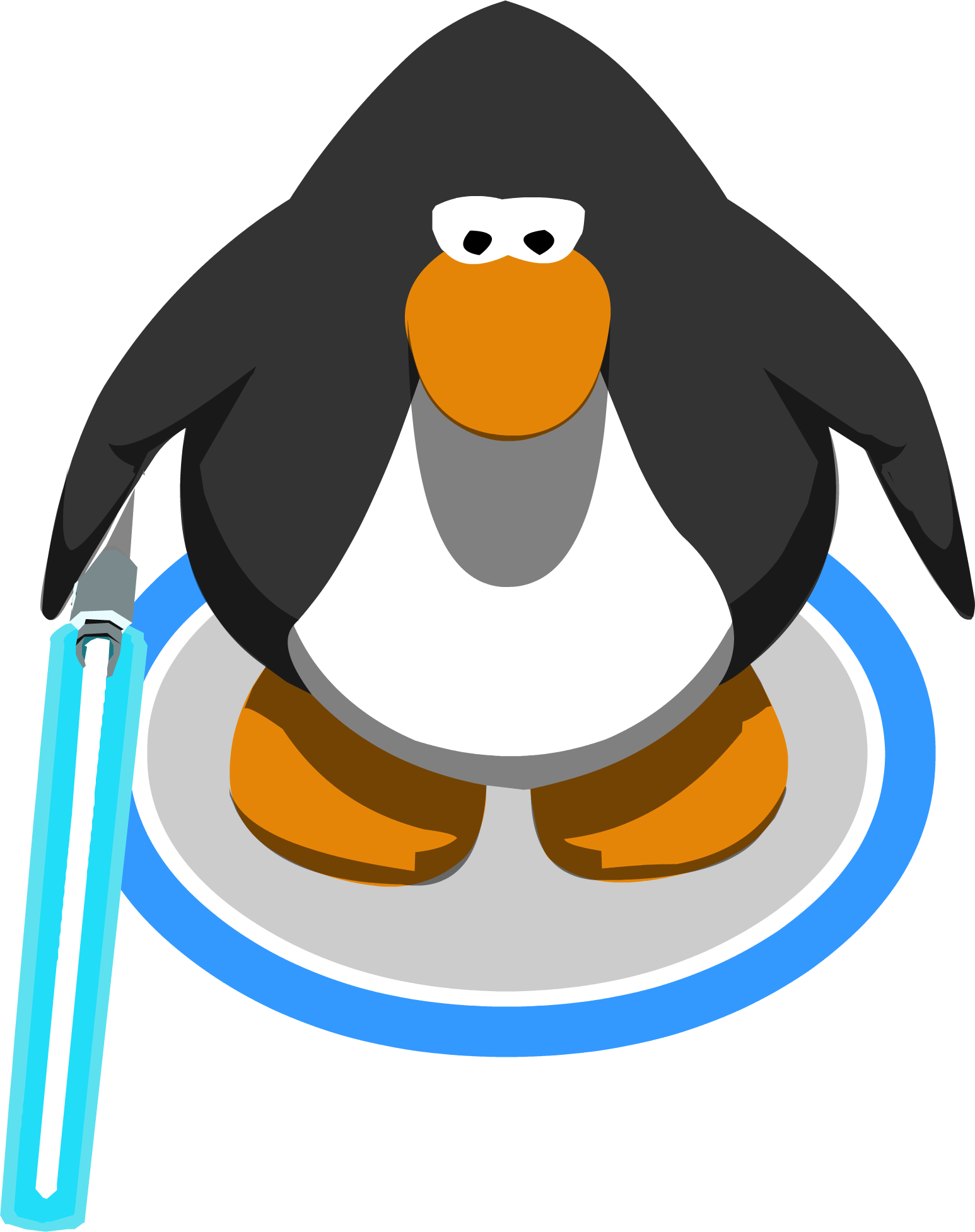 Blue Lightsaber In-game - Club Penguin Mohawk (1546x1954), Png Download