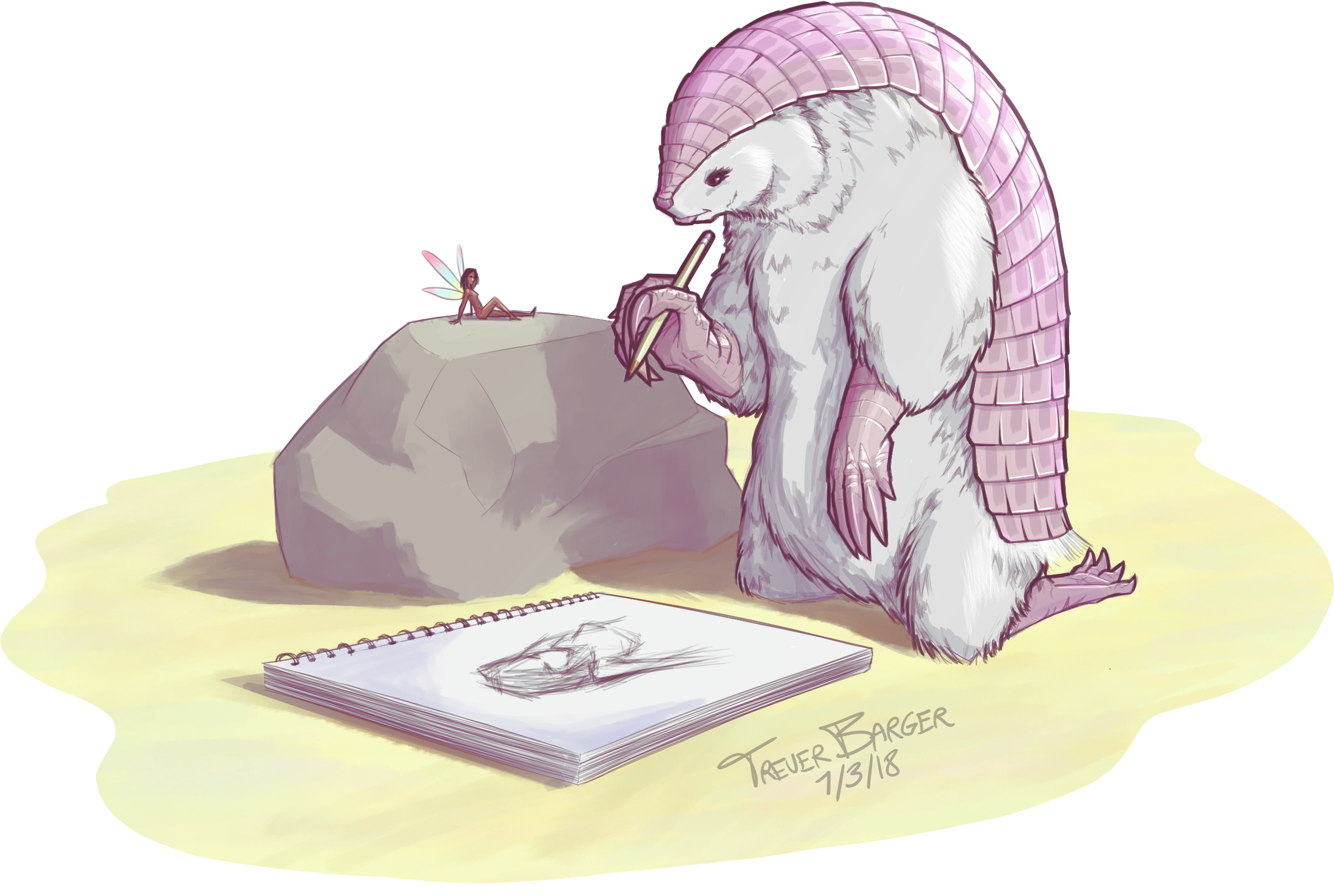 Pink Fairy Armadillo For Misccandyart, Digital, - Pink Fairy Armadillo (2499x1707), Png Download