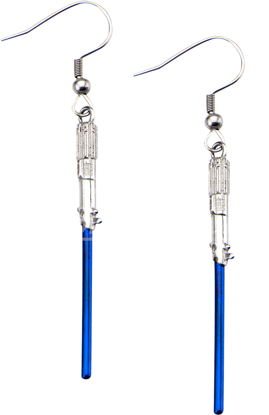 Star Wars Blue Lightsaber Dangle Earrings - Star Wars: Blue Titanium Plated Lightsaber Earrings (850x850), Png Download
