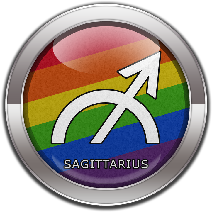 Sagittarius Horoscope Symbol On Round Lgbt Rainbow - Sagittarius - Lgbt Pride Rainbow Round Car Magnet (800x800), Png Download