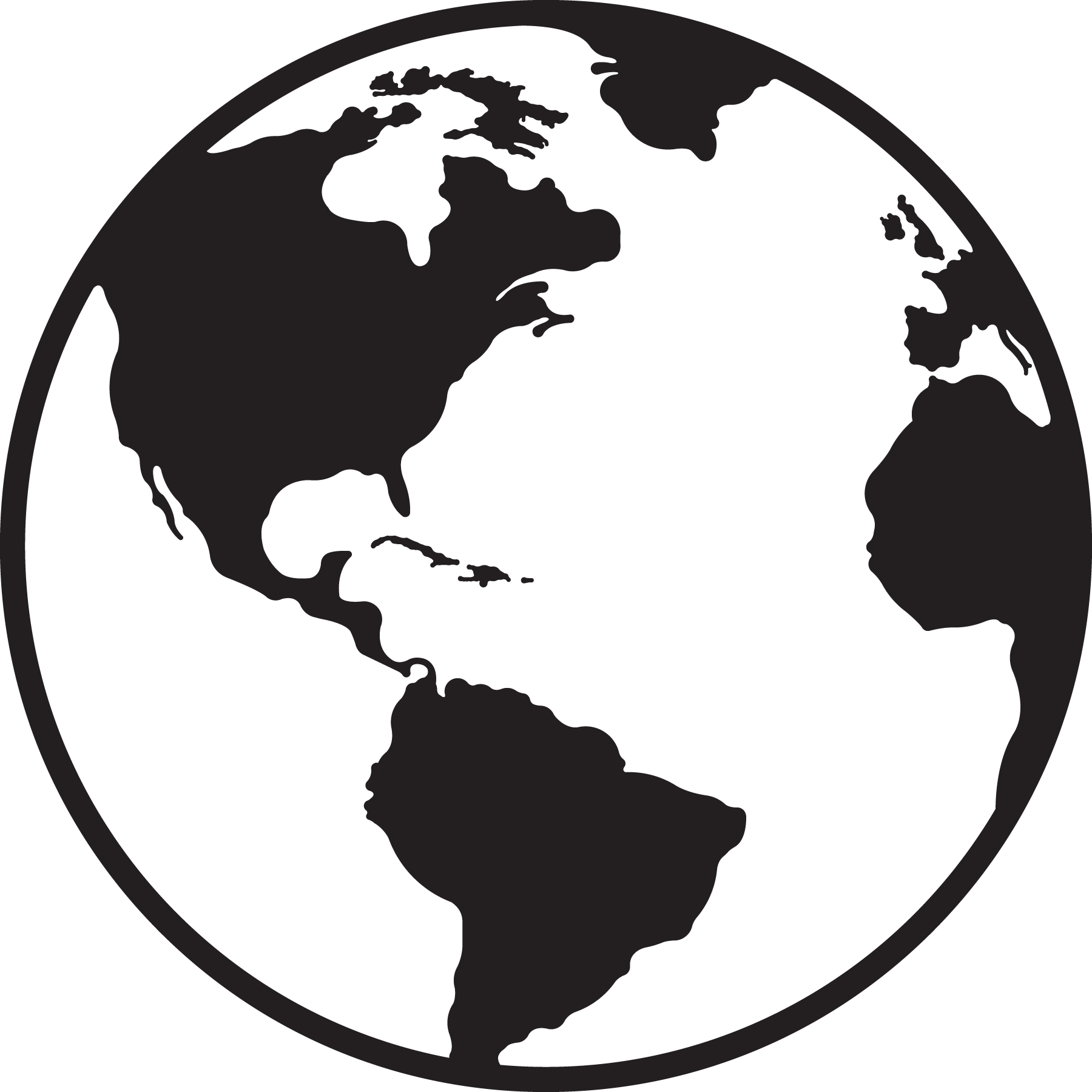 Best Globe Black And White Vector Image - Black And White Globe Icon (1800x1800), Png Download