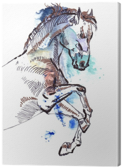 Leaping Horse Black And Copper On A - Watercolor Painting (400x400), Png Download