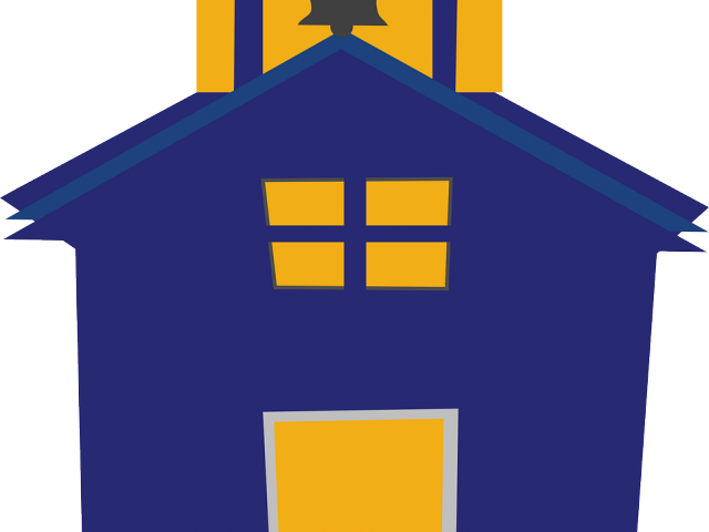 Building Clipart Church - Blue School House Clipart (640x480), Png Download