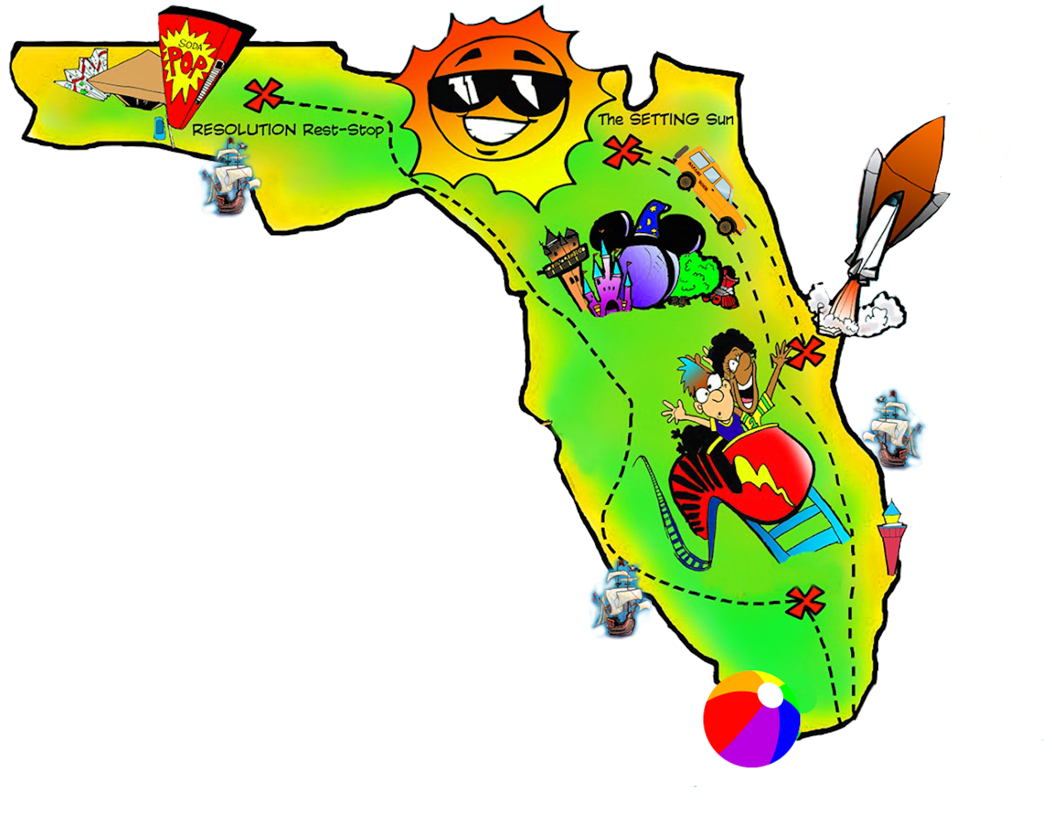 Clip Stock Florida Christmas Clipart - Florida Clip Art Free (2500x1617), Png Download