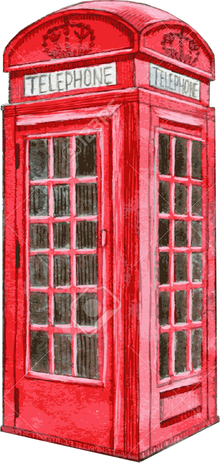 Phonebox1 - Red Telephone Booth Drawing (450x946), Png Download