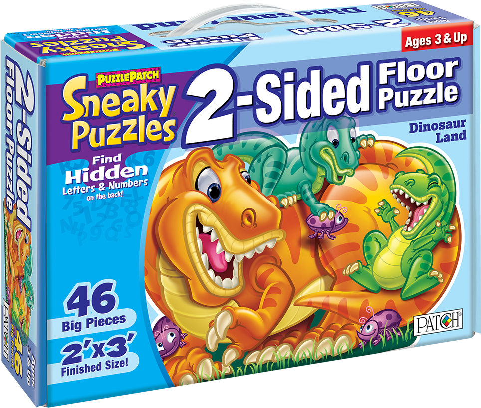 Sneaky - Sneaky Puzzles Floor Puzzle, 2-sided, Dinosaur Land (1000x1000), Png Download