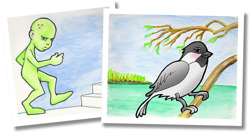 Experimenting With Pen & Ink, Watercolors, And Photoshop - Cartoon (880x481), Png Download