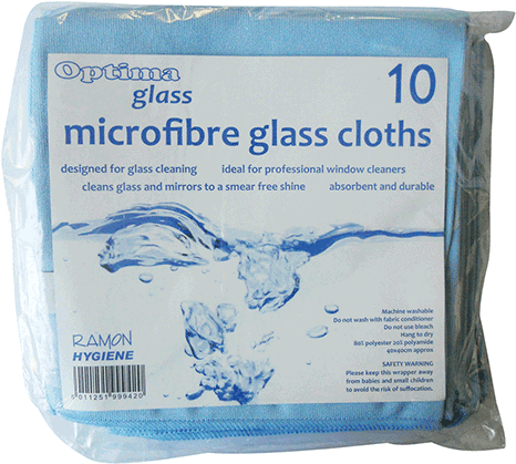 Optima 'glass' Microfibre Glass Cloth - Optima Glass Cleaning Microfibre Cloth - Pack Of 10 (600x600), Png Download