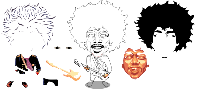 Jimi Hendrix Caricature Toni Agustian V2 Separated - Illustration (700x331), Png Download