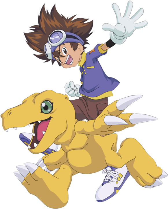 Tai Agumon - Digimon Tai And Agumon (602x737), Png Download