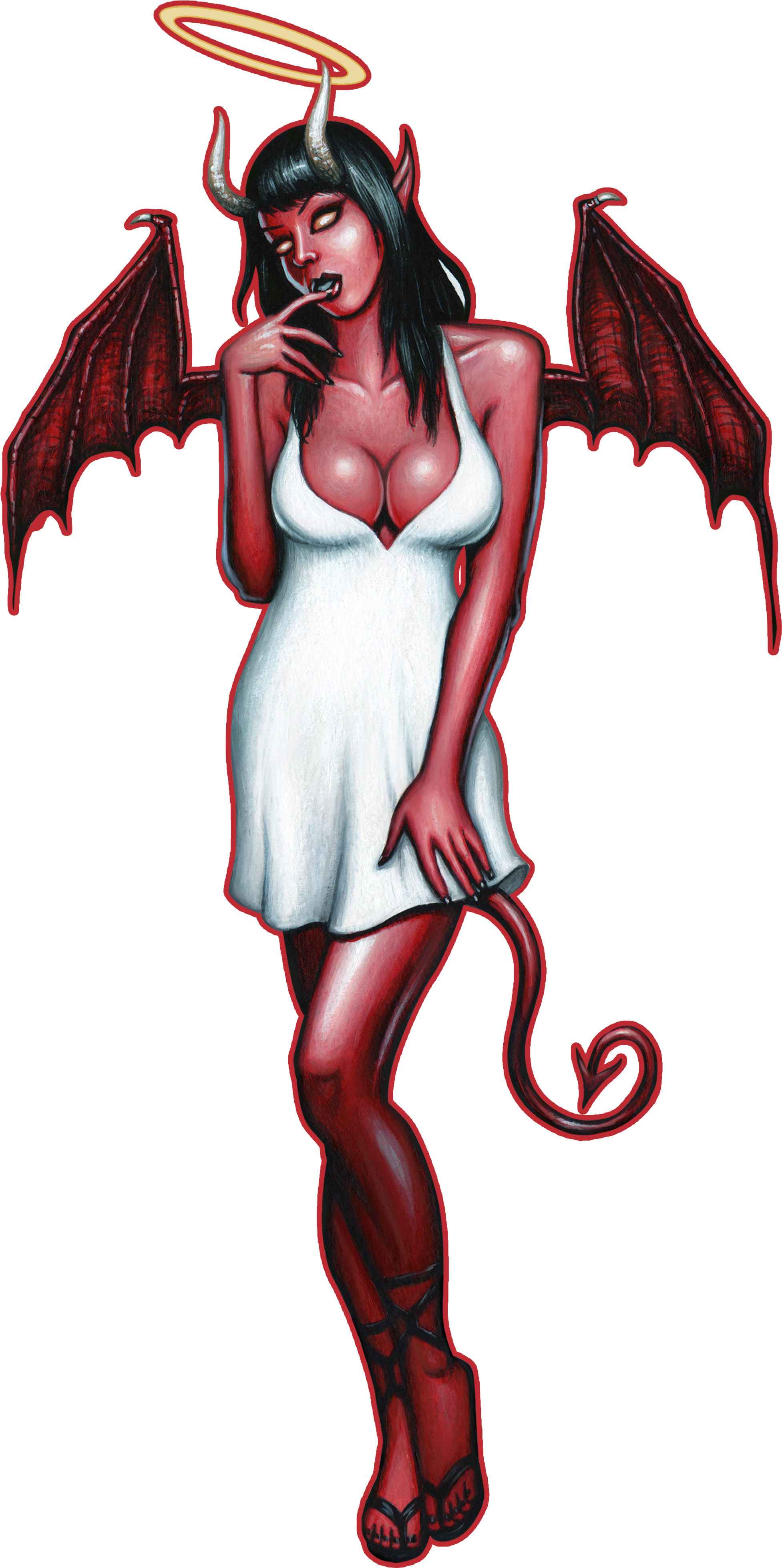 Angel Devil Pinup Girl - Devil Pinuo (3450x4050), Png Download