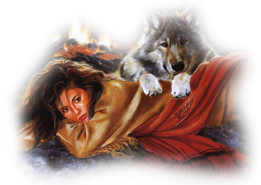 Native Wolf Girl - Wolf Native Png (509x362), Png Download